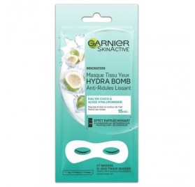 Masque tissu Yeux Garnier Skin Active Hydra Bomb Eau de Coco, en lot de 6p